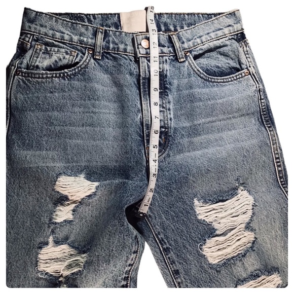 REVICE - High Waisted Distressed Button Fly Strait Leg Jeans - 32 NWOT - Picture 8 of 15